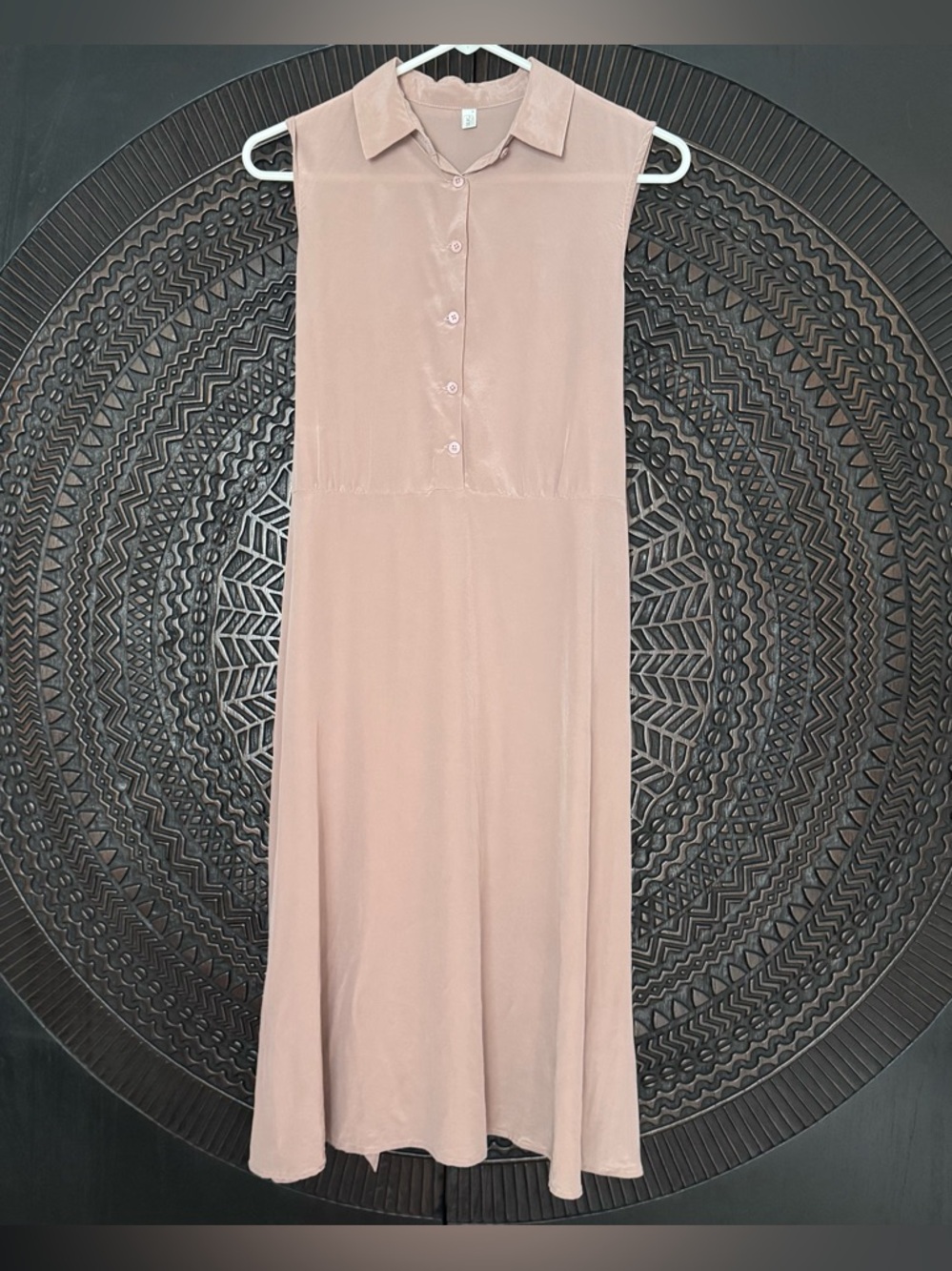 Lilysilk Mulberry Silk Shirtwaist Dress S Collar Belt Minimalist Capsule Mauve - Picture 10 of 14